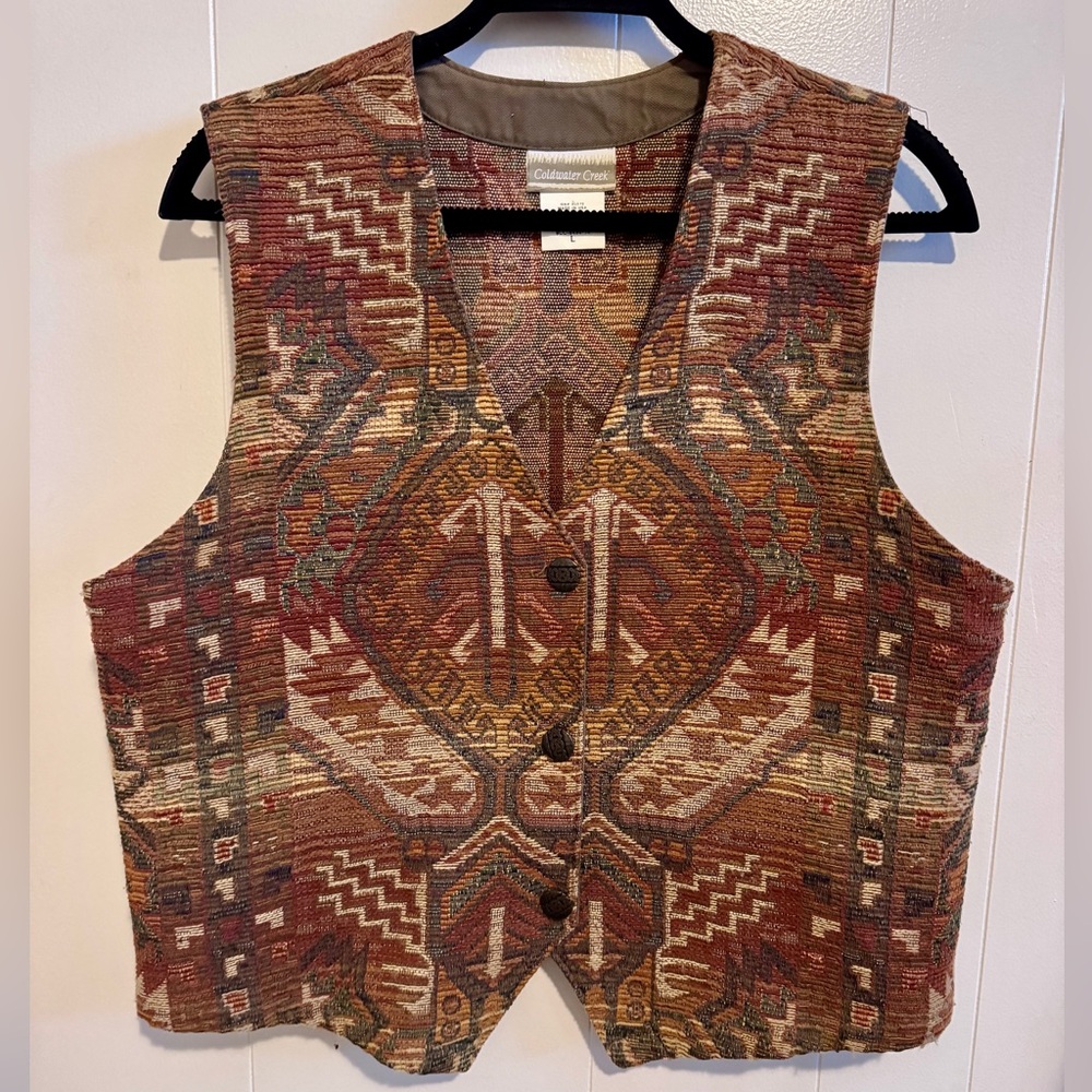 Coldwater Creek Multicolor Patterned Vest